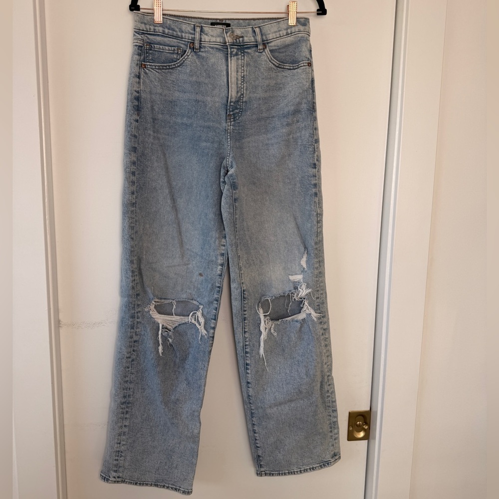 Express Light Blue Distressed Boyfriend Jeans